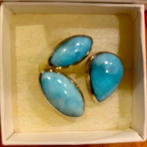 LARIMAR STERLING SILVER RING - size 9